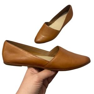 Aldo Almond Toe Cognac Brown Leather Slip On Flats